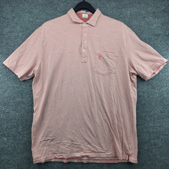 johnnie-O Other - Johnnie-O Hangin Out Mens XL Red White Striped Short Sleeve Pocket Polo Shirt